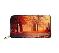 VXXNlnn Fall Beautiful Autumn Print Leather Wallet â€“ Long Clutch for Women, Thin Bifold Checkbook Wallet with Card Holder, Coin Pocket