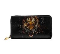VXXNlnn Ferocious Tiger Print Leather Wallet - Long Clutch for Women, Thin Bifold Checkbook Wallet with Card Holder, Coin Pocket