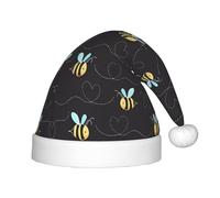 VXXNlnn Festive Bumble Bees Print Santa Hat for Kids â€“ Soft Plush Christmas Hat, Holiday Party Headwear for Xmas New Year