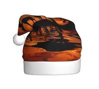 VXXNlnn Festive Christmas Hat for Adults – Unisex Santa Hat with Africa Giraffe Majestic Tree Print Design, Perfect for Xmas, Holiday Parties