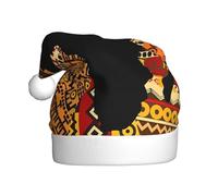 VXXNlnn Festive Christmas Hat for Adults â€“ Unisex Santa Hat with African Map Ethnic Pattern Print Design, Perfect for Xmas, Holiday Parties