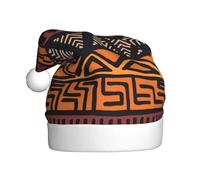 VXXNlnn Festive Christmas Hat for Adults â€“ Unisex Santa Hat with African Mud Cloth Tribal Print Design, Perfect for Xmas, Holiday Parties
