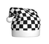 VXXNlnn Festive Christmas Hat for Adults â€“ Unisex Santa Hat with Black and white checkered Print Design, Perfect for Xmas, Holiday Parties