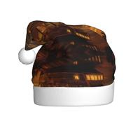 VXXNlnn Festive Christmas Hat for Adults – Unisex Santa Hat with Boat at dusk Print Design, Perfect for Xmas, Holiday Parties