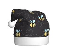 VXXNlnn Festive Christmas Hat for Adults – Unisex Santa Hat with Bumble Bees Print Design, Perfect for Xmas, Holiday Parties