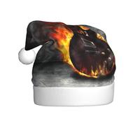 VXXNlnn Festive Christmas Hat for Adults â€“ Unisex Santa Hat with burning guitar Print Design, Perfect for Xmas, Holiday Parties