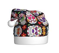 VXXNlnn Festive Christmas Hat for Adults – Unisex Santa Hat with dead sugar Horror Skull Print Design, Perfect for Xmas, Holiday Parties