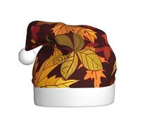 VXXNlnn Festive Christmas Hat for Adults â€“ Unisex Santa Hat with Fall Autumn Leaves Print Design, Perfect for Xmas, Holiday Parties