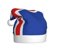VXXNlnn Festive Christmas Hat for Adults – Unisex Santa Hat with Flag of Iceland Print Design, Perfect for Xmas, Holiday Parties