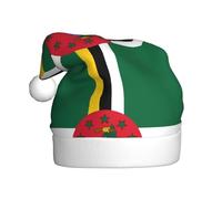 VXXNlnn Festive Christmas Hat for Adults â€“ Unisex Santa Hat with Flag of the Commonwealth of Dominica Print Design, Perfect for Xmas, Holiday Parties