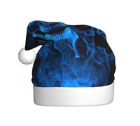 VXXNlnn Festive Christmas Hat for Adults â€“ Unisex Santa Hat with Flame Skeleton Skull Head Print Design, Perfect for Xmas, Holiday Parties