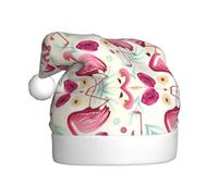VXXNlnn Festive Christmas Hat for Adults â€“ Unisex Santa Hat with Flamingo Print Design, Perfect for Xmas, Holiday Parties