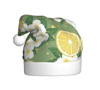 VXXNlnn Festive Christmas Hat for Adults â€“ Unisex Santa Hat with Fresh Lemon Print Design, Perfect for Xmas, Holiday Parties