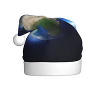 VXXNlnn Festive Christmas Hat for Adults – Unisex Santa Hat with Glowing earth Print Design, Perfect for Xmas, Holiday Parties