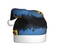 VXXNlnn Festive Christmas Hat for Adults â€“ Unisex Santa Hat with Halloween Pumpkin Print Design, Perfect for Xmas, Holiday Parties