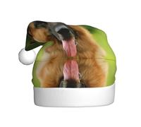 VXXNlnn Festive Christmas Hat for Adults – Unisex Santa Hat with Happy german shepherd Print Design, Perfect for Xmas, Holiday Parties