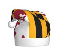 VXXNlnn Festive Christmas Hat for Adults â€“ Unisex Santa Hat with Maryland State Flag Print Design, Perfect for Xmas, Holiday Parties
