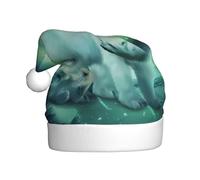 VXXNlnn Festive Christmas Hat for Adults – Unisex Santa Hat with Northern Lights Polar Bear Print Design, Perfect for Xmas, Holiday Parties