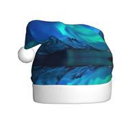 VXXNlnn Festive Christmas Hat for Adults â€“ Unisex Santa Hat with Northern Lights Print Design, Perfect for Xmas, Holiday Parties