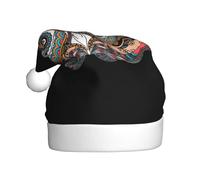 VXXNlnn Festive Christmas Hat for Adults – Unisex Santa Hat with Owl in African Indian Totem Print Design, Perfect for Xmas, Holiday Parties
