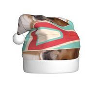 VXXNlnn Festive Christmas Hat for Adults â€“ Unisex Santa Hat with Papillon in the box Print Design, Perfect for Xmas, Holiday Parties