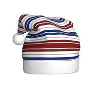 VXXNlnn Festive Christmas Hat for Adults â€“ Unisex Santa Hat with Red Blue White Gray Stripes Print Design, Perfect for Xmas, Holiday Parties