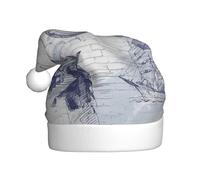 VXXNlnn Festive Christmas Hat for Adults â€“ Unisex Santa Hat with Sail Boat Nautical Compass Print Design, Perfect for Xmas, Holiday Parties