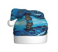 VXXNlnn Festive Christmas Hat for Adults â€“ Unisex Santa Hat with Sea Blue Marine Life Print Design, Perfect for Xmas, Holiday Parties