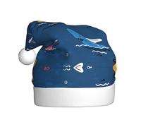VXXNlnn Festive Christmas Hat for Adults – Unisex Santa Hat with shark Print Design, Perfect for Xmas, Holiday Parties