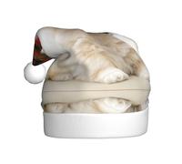 VXXNlnn Festive Christmas Hat for Adults â€“ Unisex Santa Hat with Short-haired pomeranian dog Print Design, Perfect for Xmas, Holiday Parties