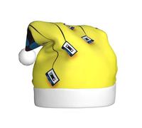VXXNlnn Festive Christmas Hat for Adults – Unisex Santa Hat with Vinyl Records and Tapes Print Design, Perfect for Xmas, Holiday Parties