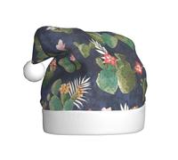 VXXNlnn Festive Christmas Hat for Adults – Unisex Santa Hat with watercolour cactus Print Design, Perfect for Xmas, Holiday Parties