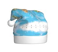 VXXNlnn Festive Christmas Hat for Adults – Unisex Santa Hat with World Map Print Design, Perfect for Xmas, Holiday Parties
