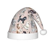 VXXNlnn Festive Poodles Dogs Print Santa Hat for Kids â€“ Soft Plush Christmas Hat, Holiday Party Headwear for Xmas New Year