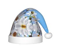 VXXNlnn Festive Wild White Daisy Flower Print Santa Hat for Kids â€“ Soft Plush Christmas Hat, Holiday Party Headwear for Xmas New Year