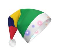 VXXNlnn Flag of Mauritius Print LED Christmas Hat for Adults - Festive Santa Hat, Soft Plush Winter Holiday Party Headwear