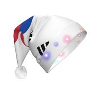 VXXNlnn Flag of Republic of Korea Print LED Christmas Hat for Adults - Festive Santa Hat, Soft Plush Winter Holiday Party Headwear