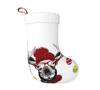 VXXNlnn Funny Christmas Moose Print Christmas Stocking 18 Inches - Durable Holiday Decor, Fireplace Hanging, Perfect for Xmas, Halloween