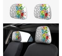 VXXNlnn Geometry Brain Image with Science Print Car Headrest Cover 2 Pcs - Universal Vans, SUVs, Comfortable, Elastic, Fashionable