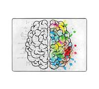 VXXNlnn Geometry Brain Image with Science Print Carpet 80x58 in - Oversized Modern Area Rug for Living Room, Office & Bedroom, Soft Floor Carpet