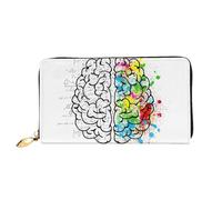 VXXNlnn Geometry Brain Image with Science Print Leather Wallet - Long Clutch for Women, Thin Bifold Checkbook Wallet with Card Holder, Coin Pocket