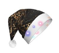 VXXNlnn Gold marble Print LED Christmas Hat for Adults - Festive Santa Hat, Soft Plush Winter Holiday Party Headwear
