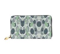 VXXNlnn Green Tropical Leaves Print Leather Wallet â€“ Long Clutch for Women, Thin Bifold Checkbook Wallet with Card Holder, Coin Pocket