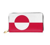 VXXNlnn Greenland Flag Print Leather Wallet â€“ Long Clutch for Women, Thin Bifold Checkbook Wallet with Card Holder, Coin Pocket