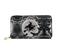VXXNlnn Halloween Witch Print Leather Wallet â€“ Long Clutch for Women, Thin Bifold Checkbook Wallet with Card Holder, Coin Pocket