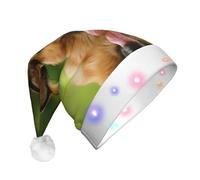 VXXNlnn Happy german shepherd Print LED Christmas Hat for Adults - Festive Santa Hat, Soft Plush Winter Holiday Party Headwear