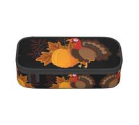 VXXNlnn Happy Thanksgiving Turkey Pumpkin Print Pencil Case – Multi-Purpose Pen Organizer, Stationery Bag, Perfect for School, Office, and Travel
