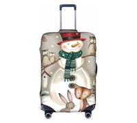 VXXNlnn L Suitcase Cover Protector â€“ Owl Standing on Snowman Print Luggage Travel Accessories, Stretch Baggage Cover for Business Trips