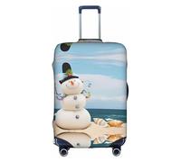 VXXNlnn L Suitcase Cover Protector – Snowman with Seashells Sitting On Sandy Beach (1) Print Luggage Travel Accessories, Stretch Baggage Cover for Business Trips