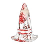 VXXNlnn M Halloween Hooded Cape – Unisex Valentine's Day Bike Tree Red Heart Cycle Print Cosplay Robe for Party, Carnival, Comic Exhibition, Easter & More